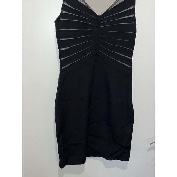Reiss Black Sleeveless Stretch Mesh & Stripe Women's Bodycon Dress Size 2 - Picture 5 of 9